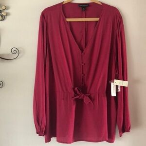 NEW Lane Bryant Fits That Flatter Illusions Collection Long Sleeve Blouse 22 Top